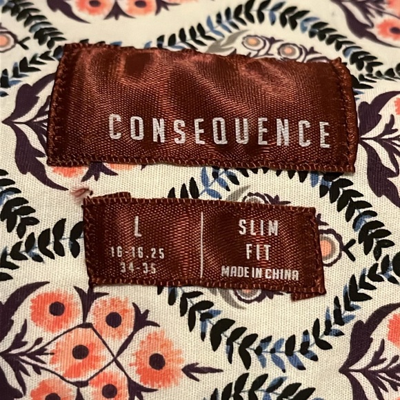 Consequence mens floral print button front slim fit size large - Picture 5 of 8